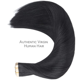 Wennalife jet-black color swatch highlights true blue-tinged shine.