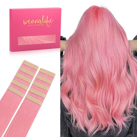 Wennalife Peach Pink tape-in extensions 16in pack for natural volume