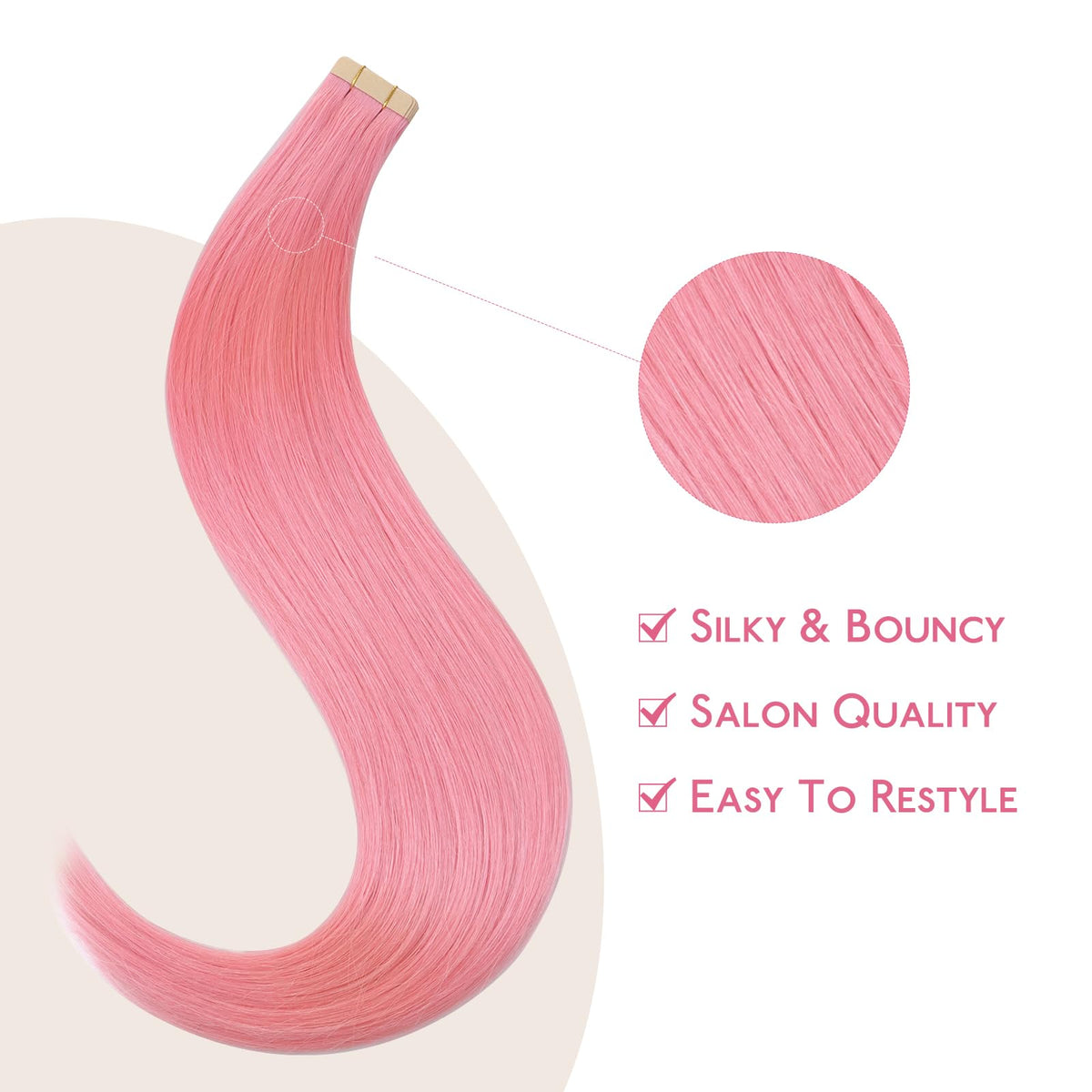 Wennalife Peach Pink 16in full-head look worn by model