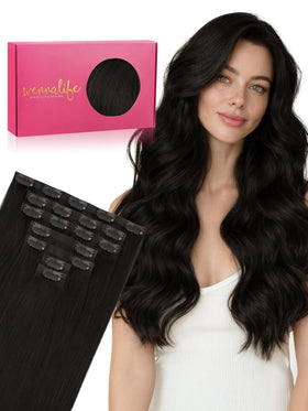 Wennalife seamless clip-in extensions, 18 inches, for instant natural volume.