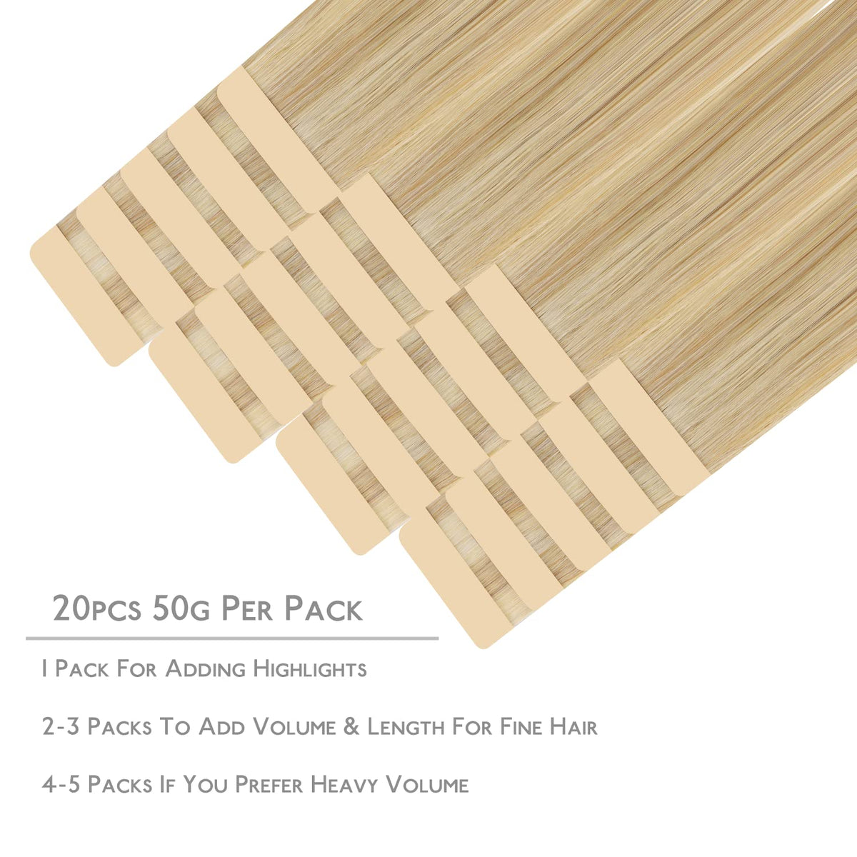 WENNALIFE 16-inch tape-in extensions on a weft for quick fuller looks.