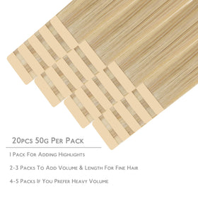 WENNALIFE 16-inch tape-in extensions on a weft for quick fuller looks.