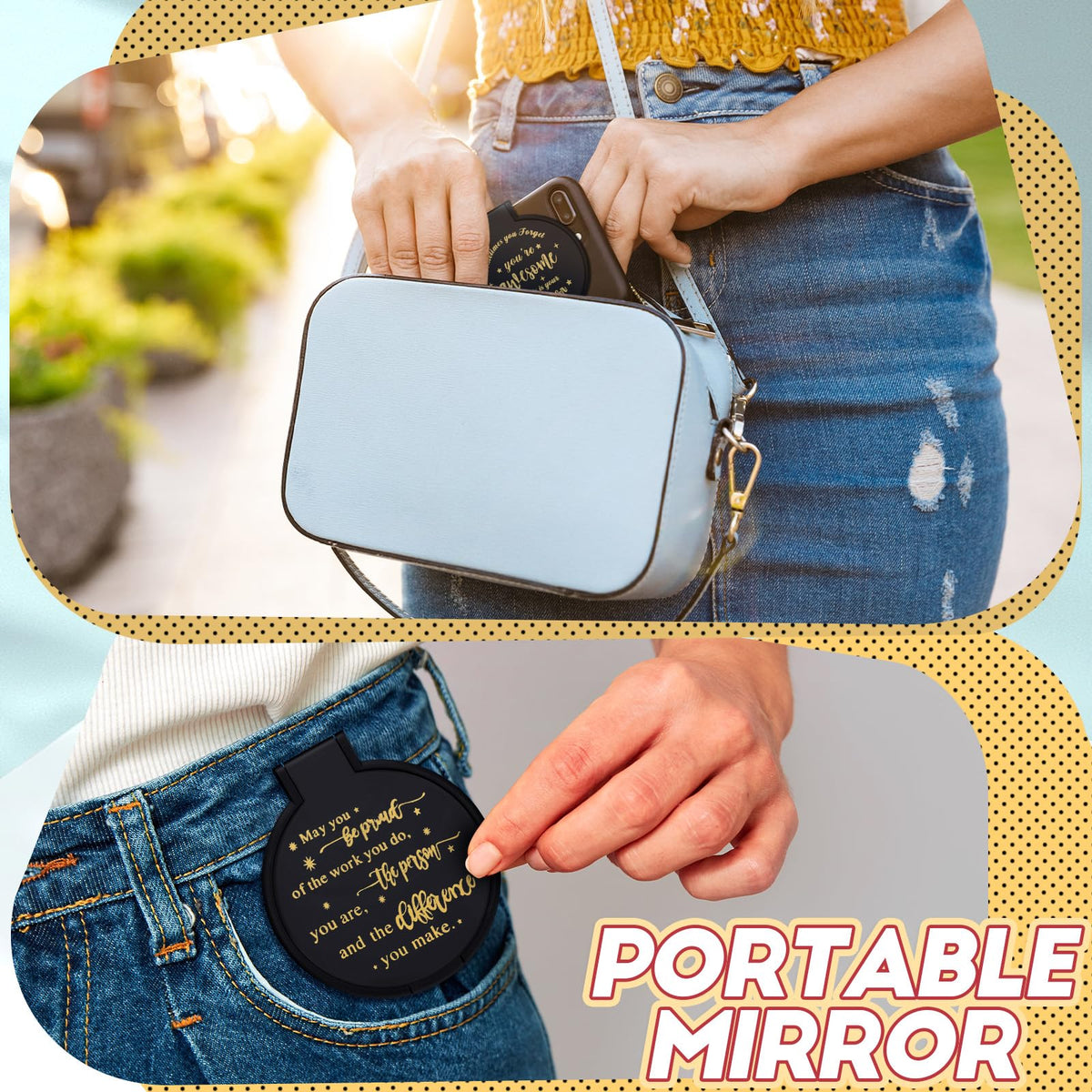 Wenqik durable plastic and glass mirror delivers a clear reflection for quick makeup checks