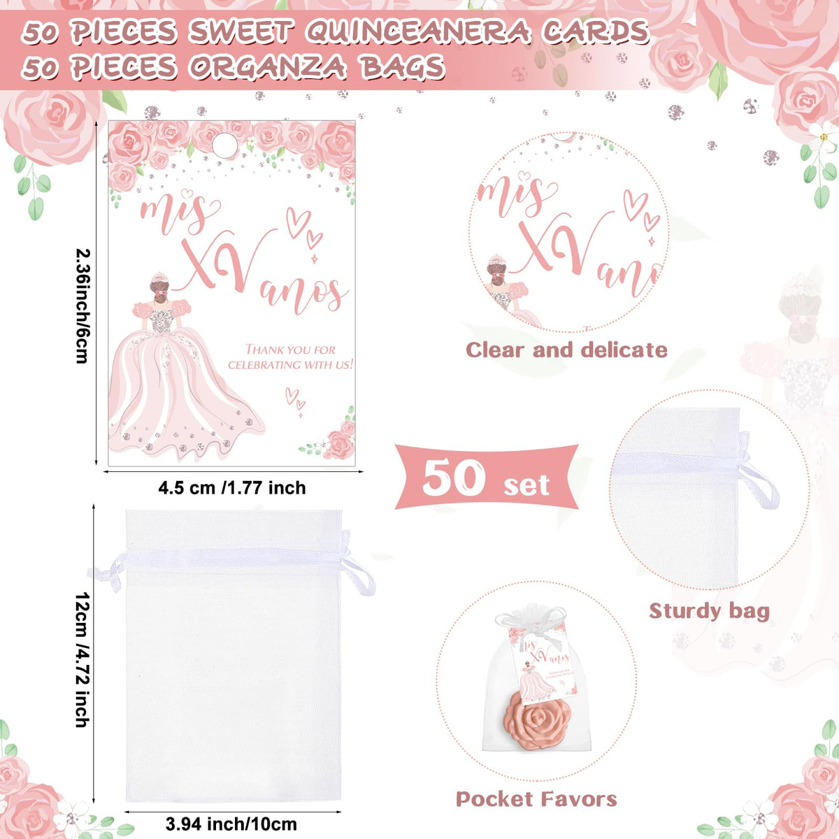 Wenqik Quinceanera card with bright print for a personalized keepsake.