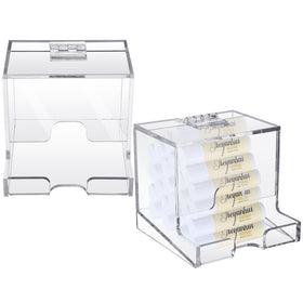 Wenqik two-pack clear acrylic lip balm dispenser on vanity for neat cosmetics organization