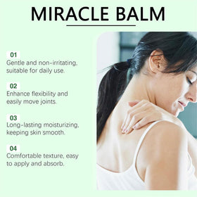Wenrny Miracle Balm on back emphasizes easy spread and quick absorption.