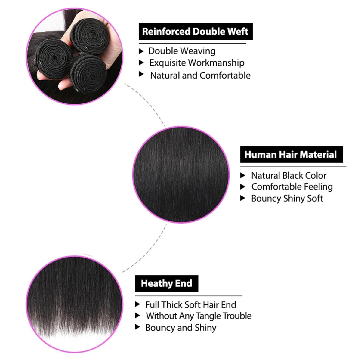 WENYAN straight bundles 20inch pack versatile styling for daily wear.