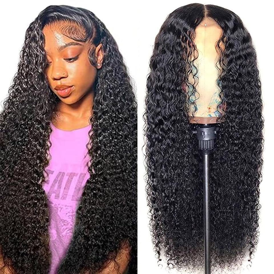 Wenyu 26-inch lace front curly wig closeup shows vibrant texture and natural shine.