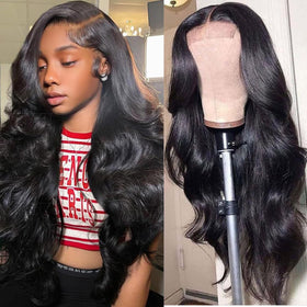 Wenyu body wave lace front 22inch wig with natural part for versatile styling.