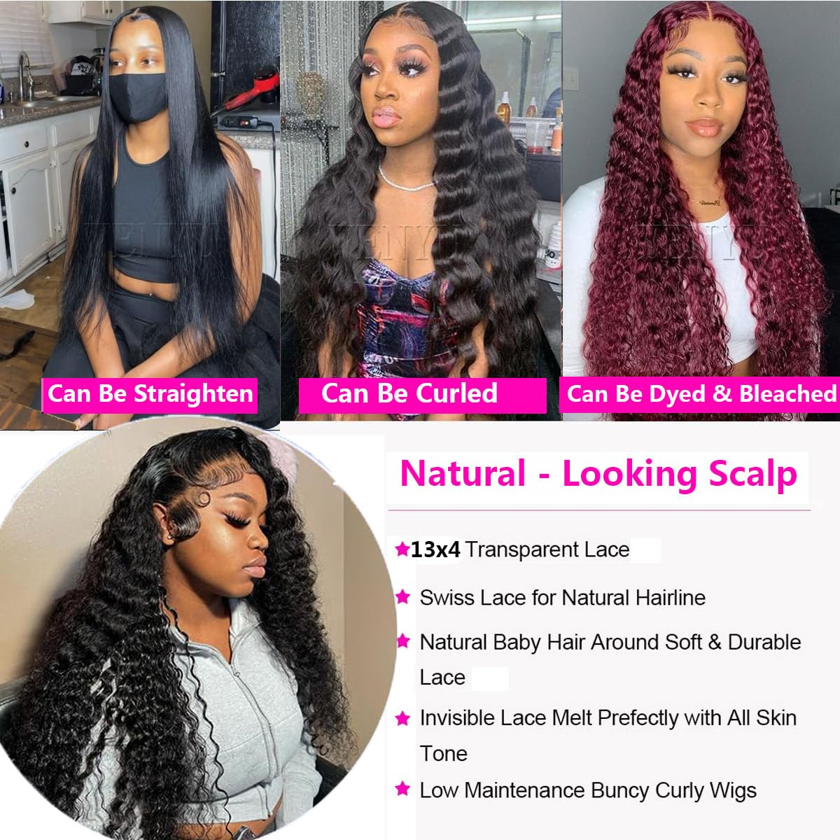 Wenyu Deep Wave wig dye-friendly hair ready for coloring and customization.