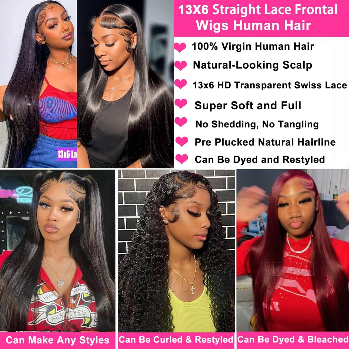 Wenyu glueless lace front wig with strap and combs for secure wear