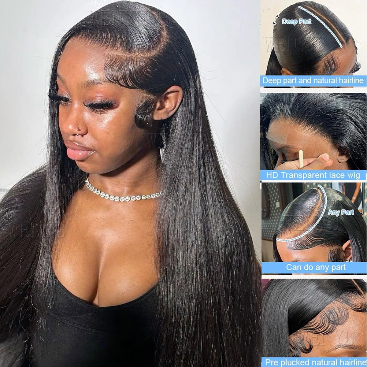 Wenyu lace front detail with baby hairs for soft, natural parting
