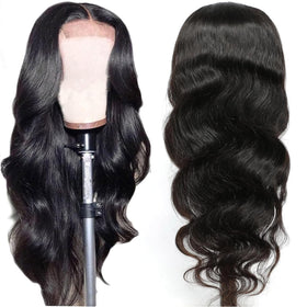Wenyu pre-plucked 4x4 lace closure closeup for seamless hairline.