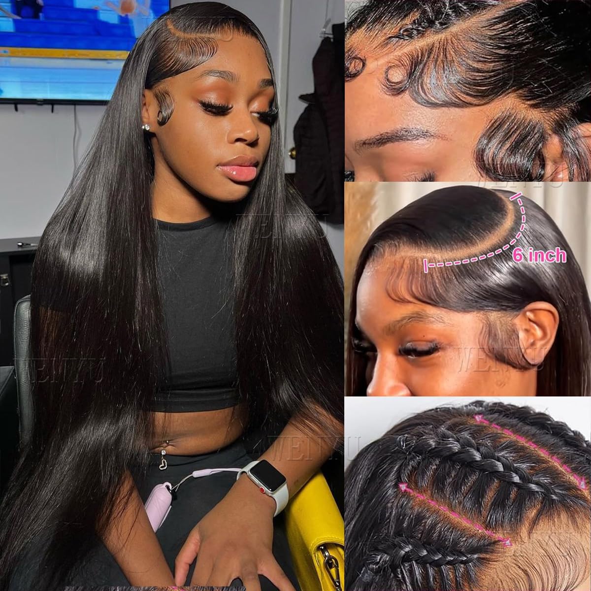 Wenyu simulated scalp lace front creating a natural scalp illusion
