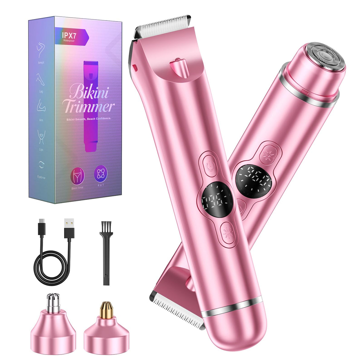 WEQOEE bikini trimmer 4-in-1 dual head for versatile body grooming.
