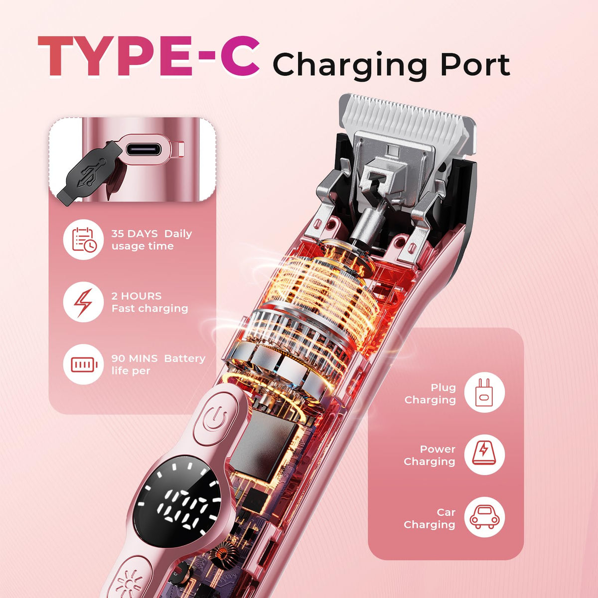WEQOEE fast charge delivers up to 90 minutes of cordless use.