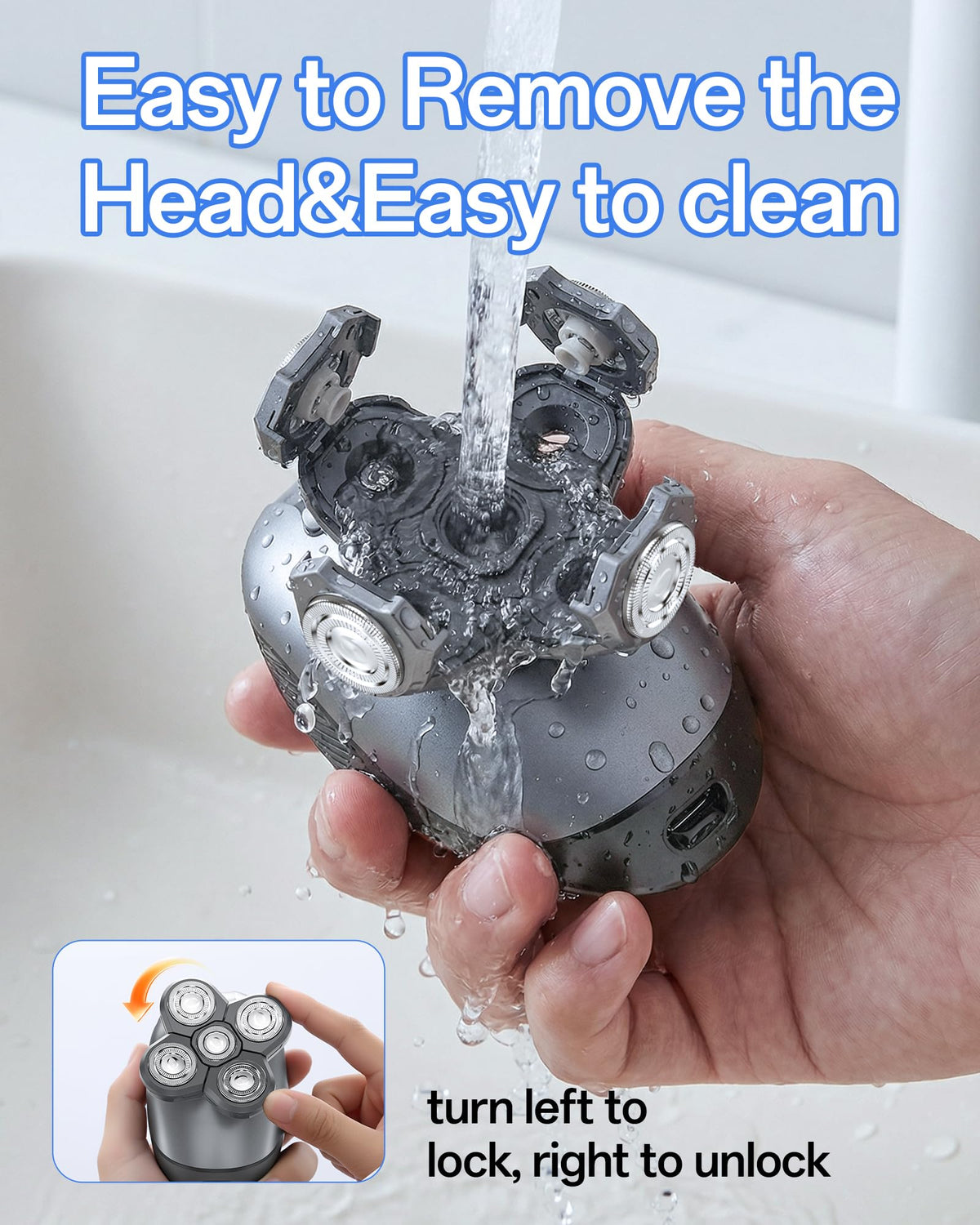WEQOEE IPX7 waterproof shaver in shower for wet or dry use