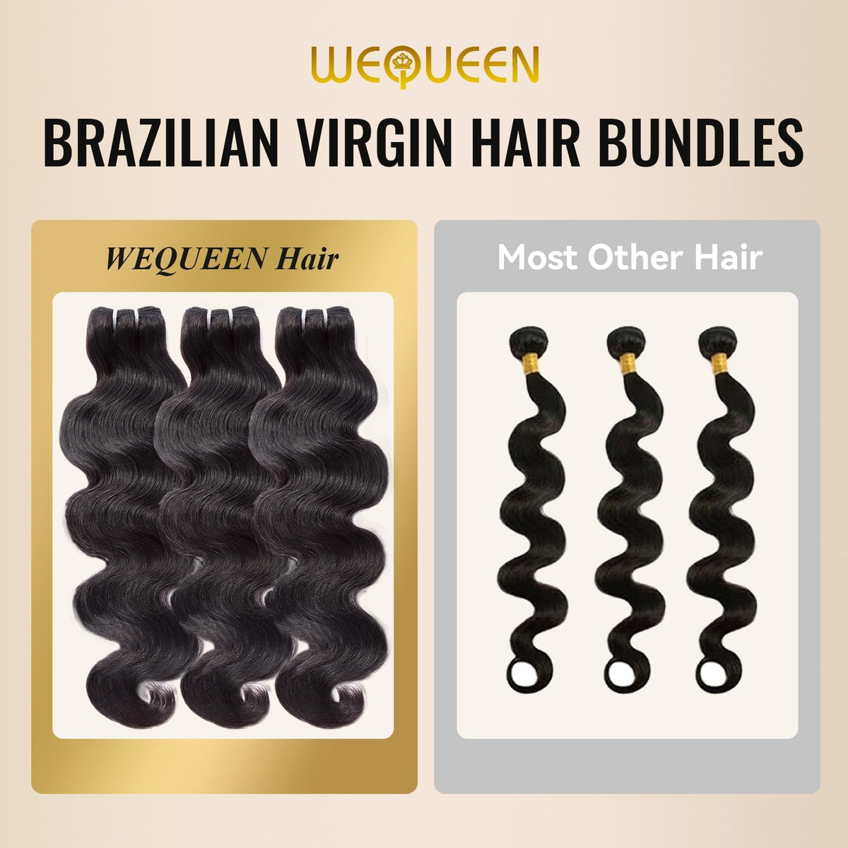 WEQUEEN body wave bundle 28 inch length shown with ruler for accurate selection.