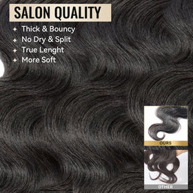WEQUEEN body wave bundles double weft close-up showing durability