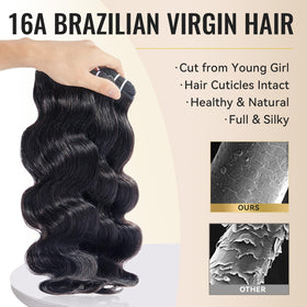 WEQUEEN bundles in natural black blend with hair for a seamless style.