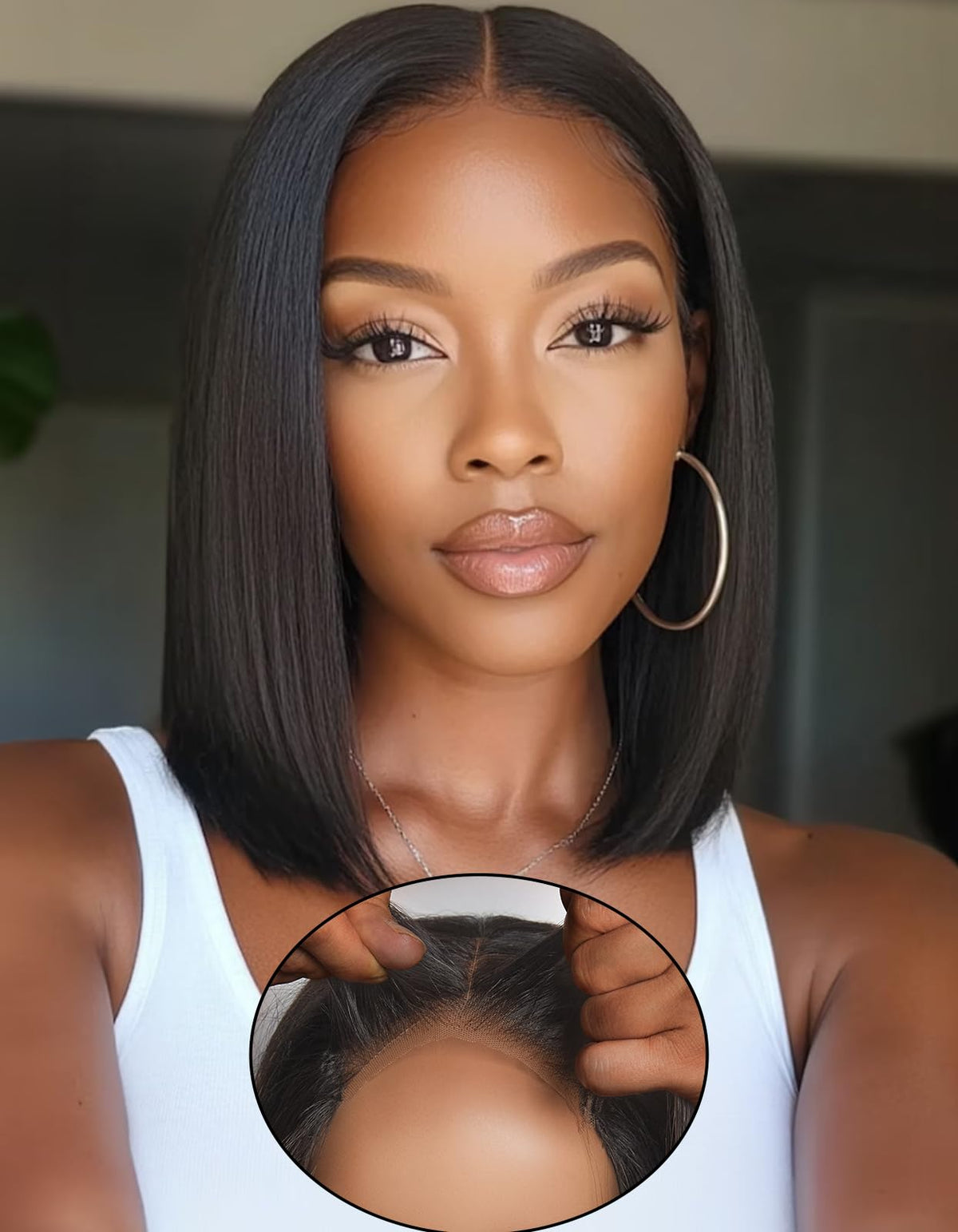 WEQUEEN Wear and Go glueless bob wig front view with skin-like lace for seamless blending.