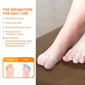 WERNOKLE toe separator worn with socks for discreet daily use.
