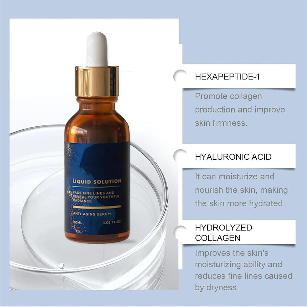 Weslaplus Serum application demonstrates quick absorption for a dewy finish.