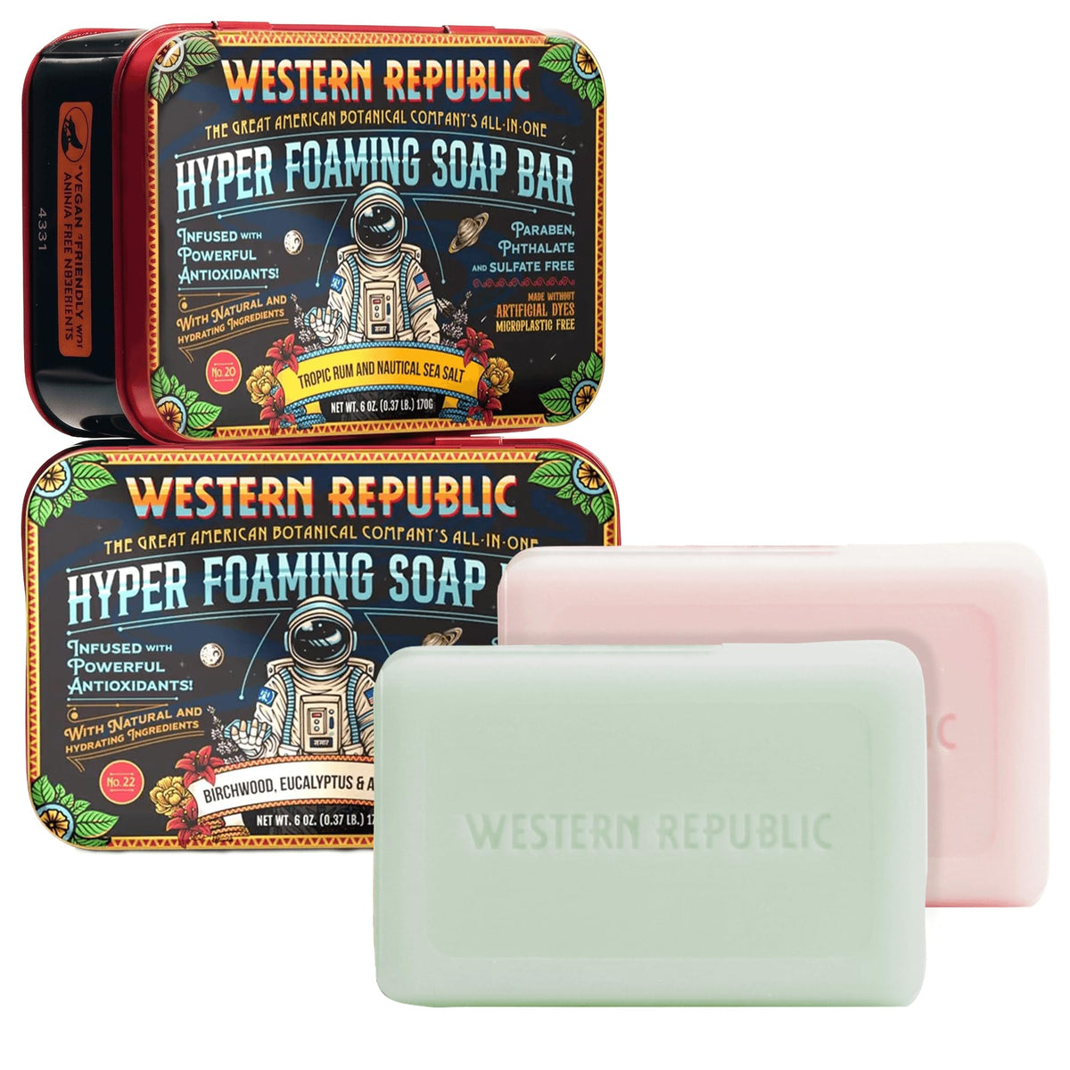 Western Republic Tropic Rum Sea Salt soap close-up offers refreshing lather for daily cleansing.