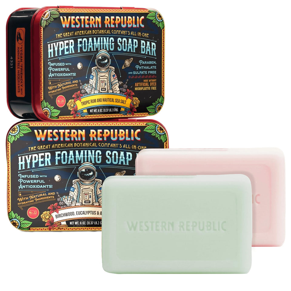 Western Republic Tropic Rum Sea Salt soap close-up offers refreshing lather for daily cleansing.