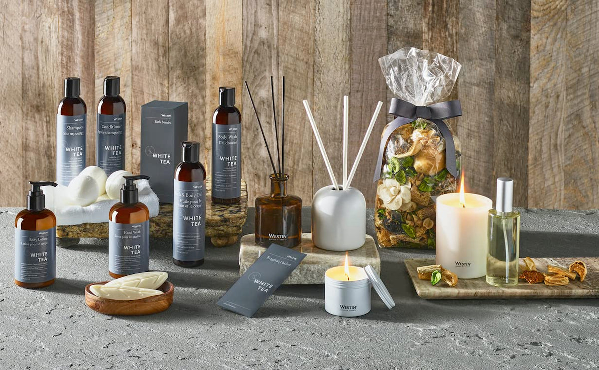 Westin wheat proteins and green tea close-up spotlights nourishing ingredients