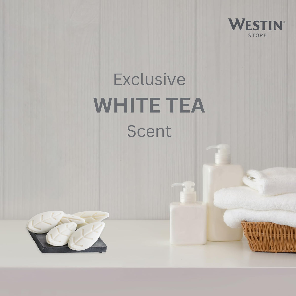 Hotel-inspired presentation: Westin White Tea Leaf Soap for travel or display.