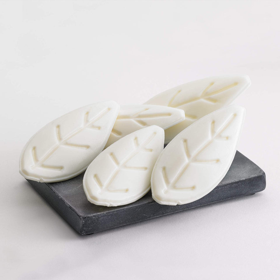 Westin White Tea Leaf Soap with leaf design elevates bathroom styling for a spa-like moment.