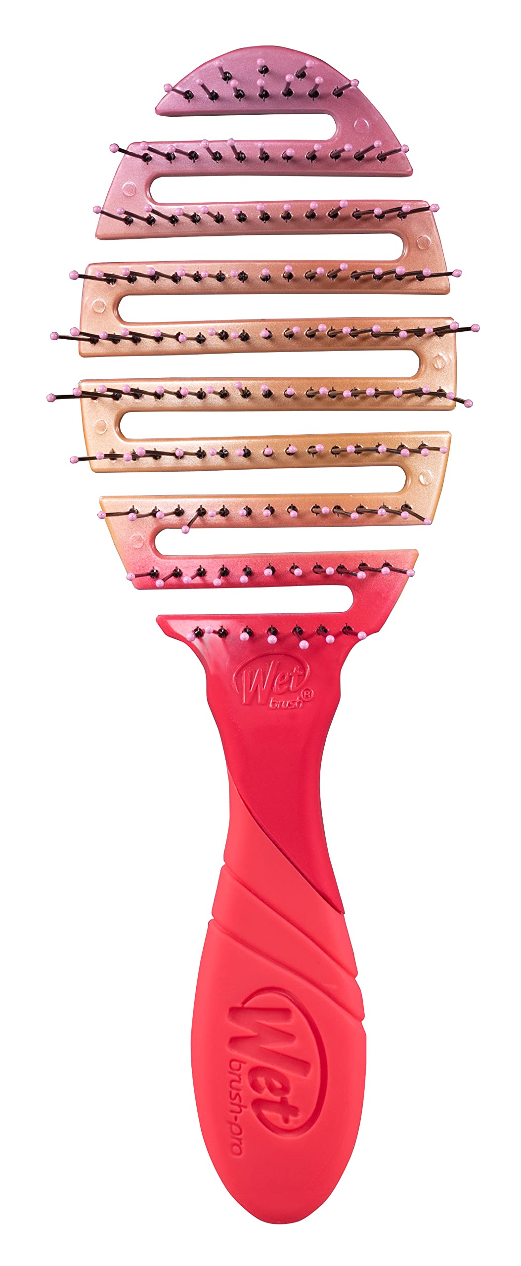 Wet Brush Pro Flex Dry Coral Ombre angled view shows ergonomic grip for comfortable drying.