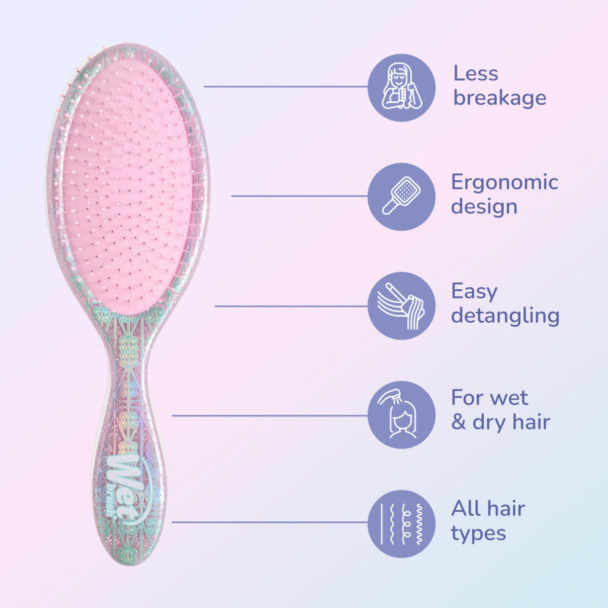 Wet Brush detangling glide on dry hair for quick routine detangling