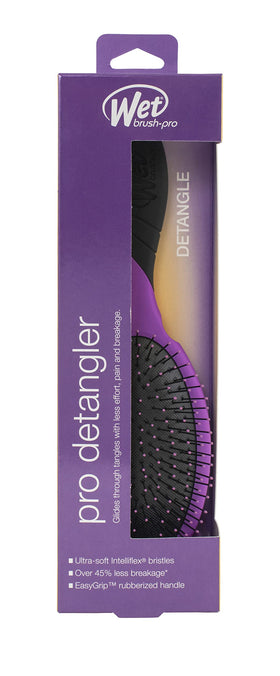 Wet Brush Pro Detangler Purple in-use demonstrates easy detangling on wet hair.