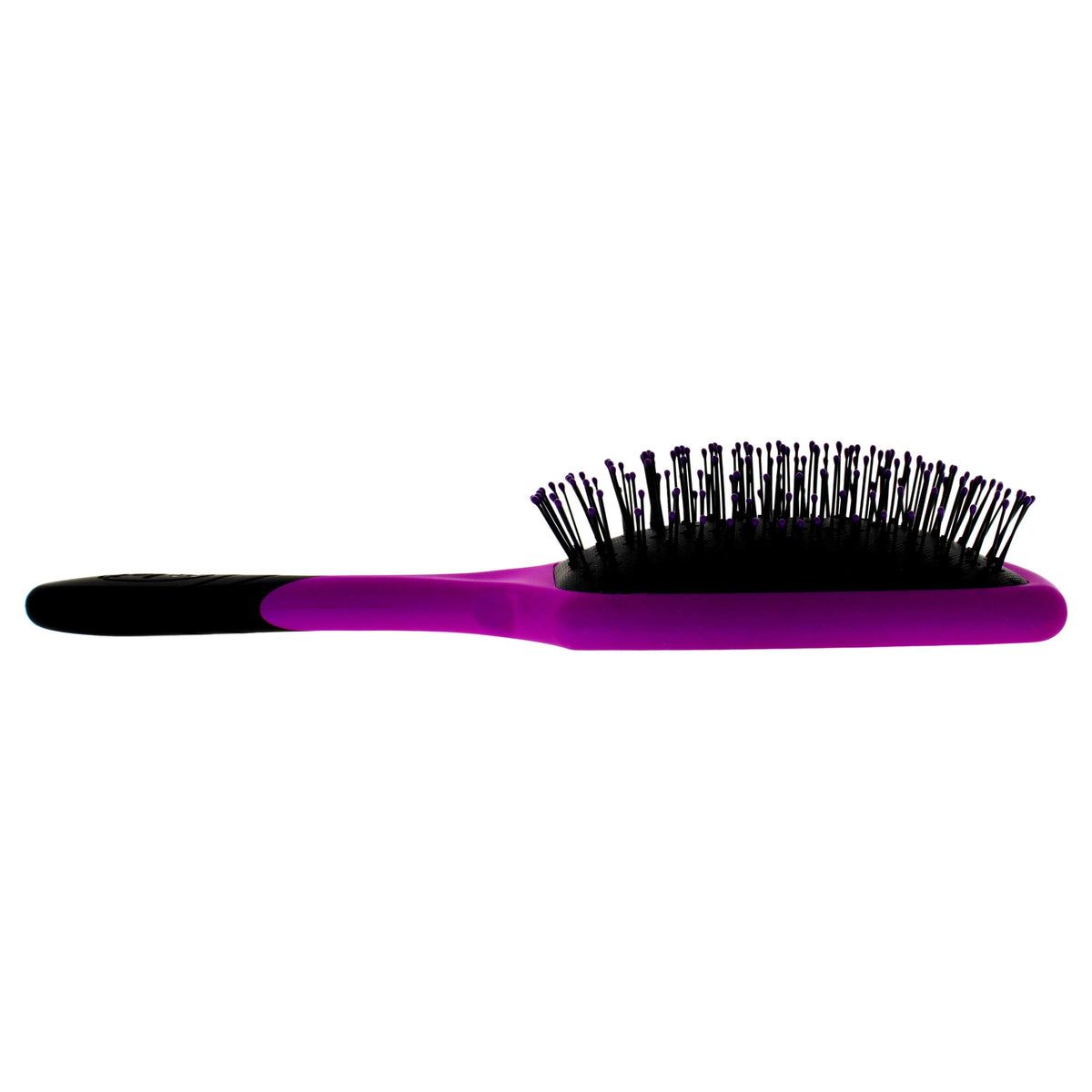 Wet Brush Pro Detangler Purple Paddle close-up reveals soft Intelliflex bristles for smooth detangling.