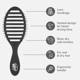 Wet Brush Speed Dry bristles are blow-dry safe for smooth, snag-free brushing.