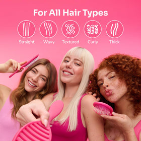 Wet Brush Speed Dry with HeatFlex bristles gently release knots during styling.