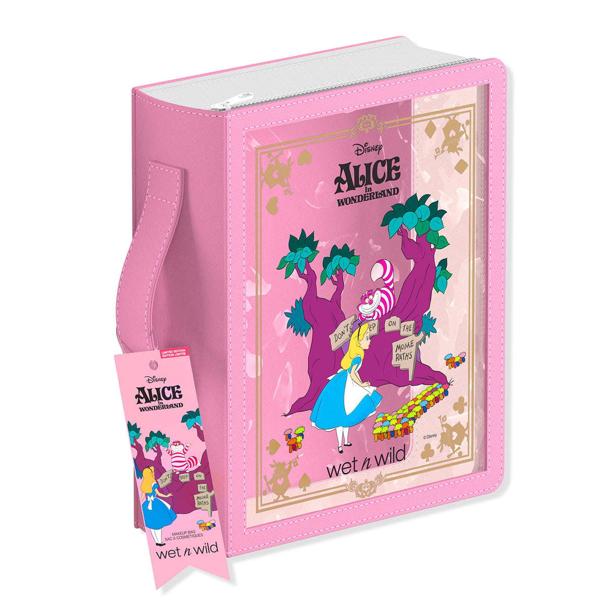 wet n wild alice in wonderland makeup bag open interior showing flexible cotton design fits brushes and palettes