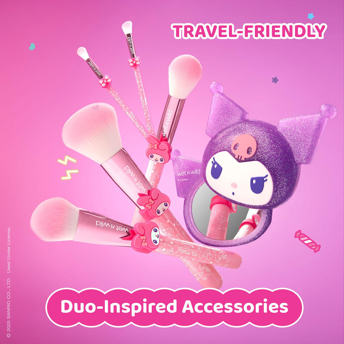 wet n wild My Melody and Kuromi angled shader brush for precise lid definition