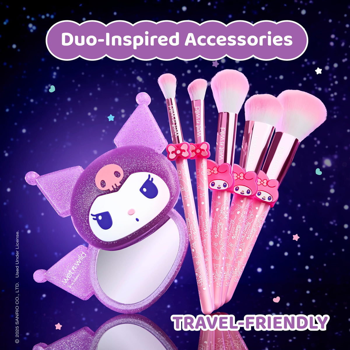 wet n wild My Melody and Kuromi embellished handle closeup for playful detail