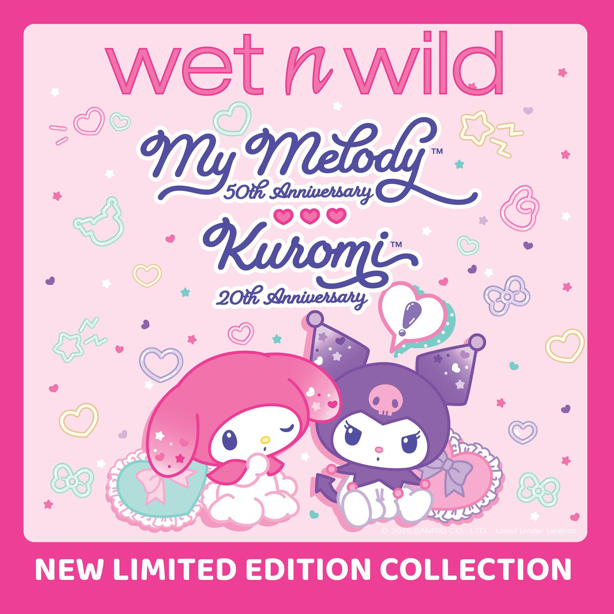 wet n wild My Melody and Kuromi makeup bag interior view showing organized compartments