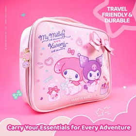 wet n wild My Melody and Kuromi makeup bag material close-up highlighting sturdy construction
