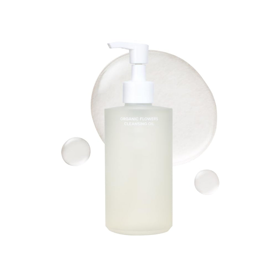 Whamisa Organic Flowers Cleansing Oil bottle showing premium packaging for daily cleansing