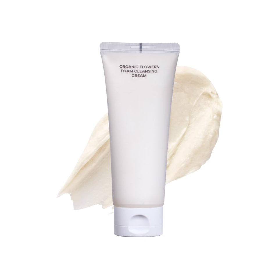 Whamisa Organic Flowers Foam Cleansing Cream bottle ready for a gentle facial cleanse
