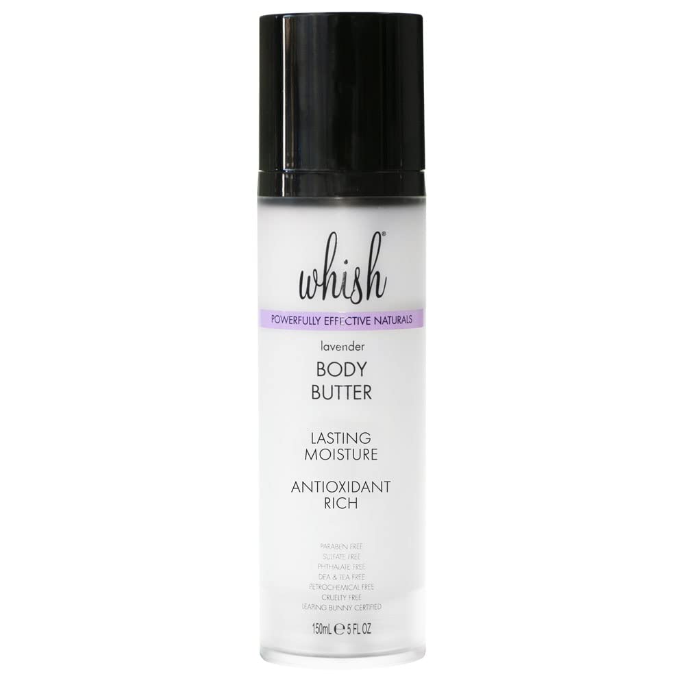 Whish Body Butter lavender bottle pour for calming hydration