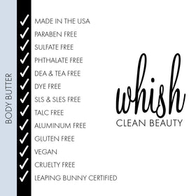 Whish Body Butter shea aloe raspberry ingredients closeup