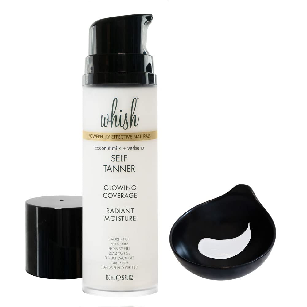 Whish self tanner face application shows even bronze for all tones.