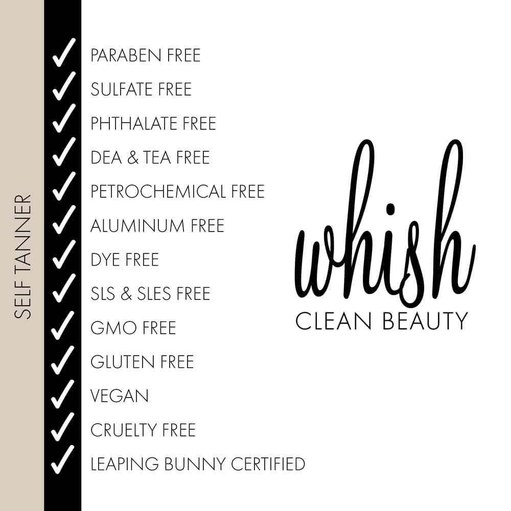 Whish self tanner natural ingredients support nourishing skin.