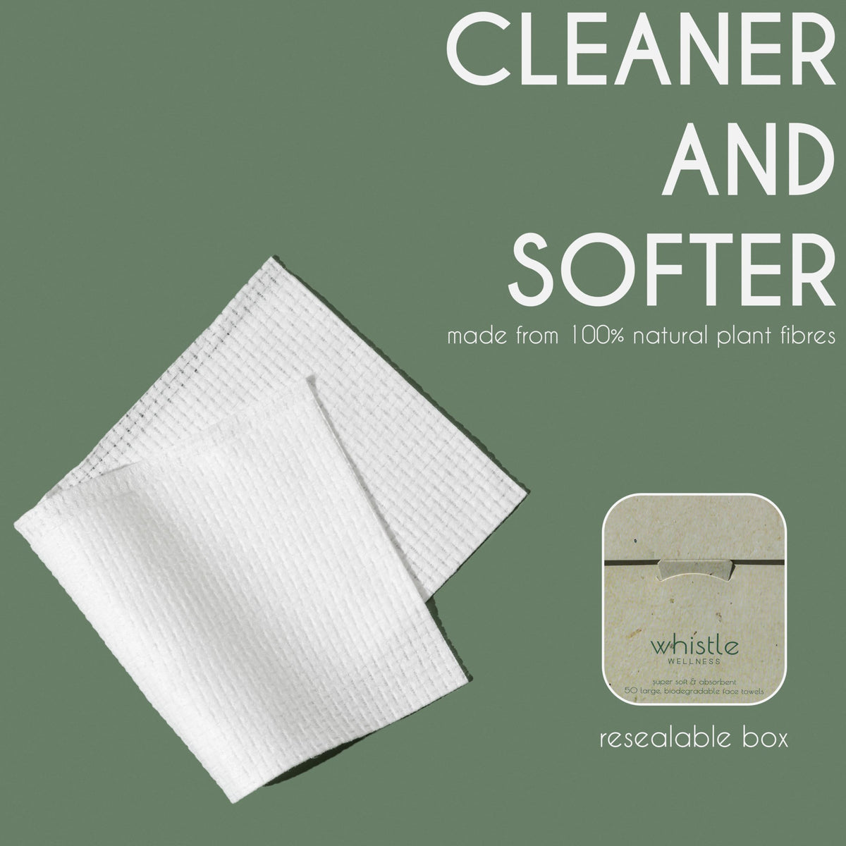 Whistle Wellness makeup removal towel demonstrates effective cleansing, fragrance-free.